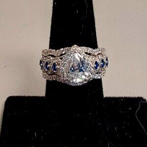 Newshe Engagement Wedding Ring Set 925 Sterling Silver 3pcs -Size 6